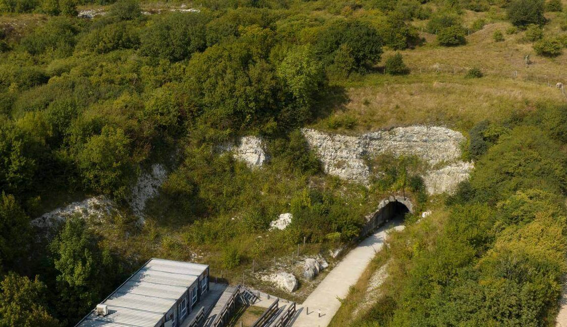 Forteresse de Mimoyecques en vue aérienne